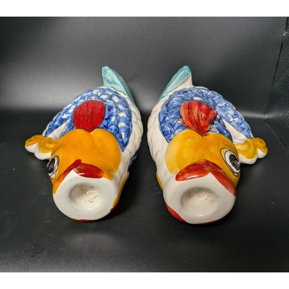 Vintage Italian Potter~Fish Candlestick Holders~Santo Stefano Di Camastra